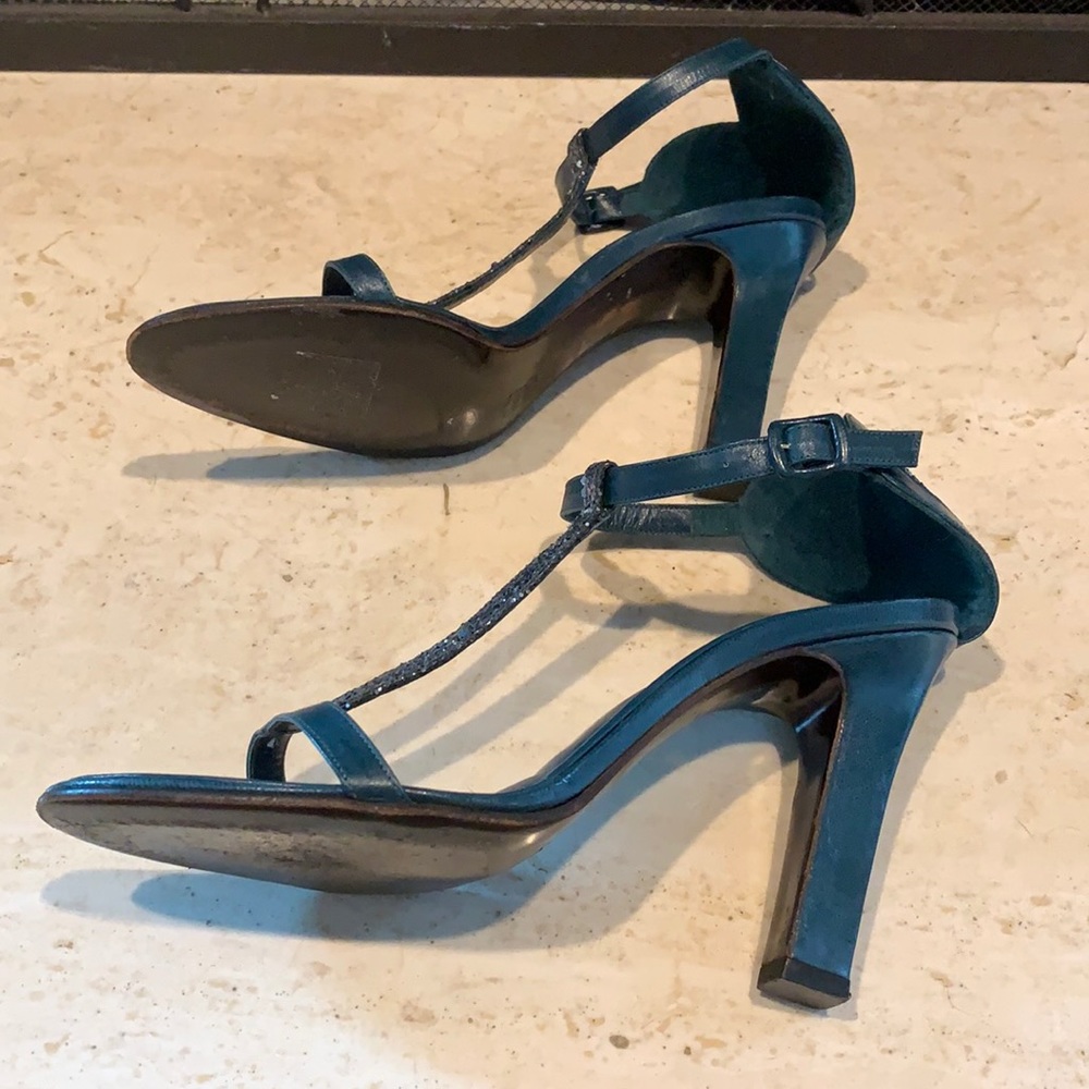 Missoni Teal Sparkle T-Strap Heels - Picture 6 of 6